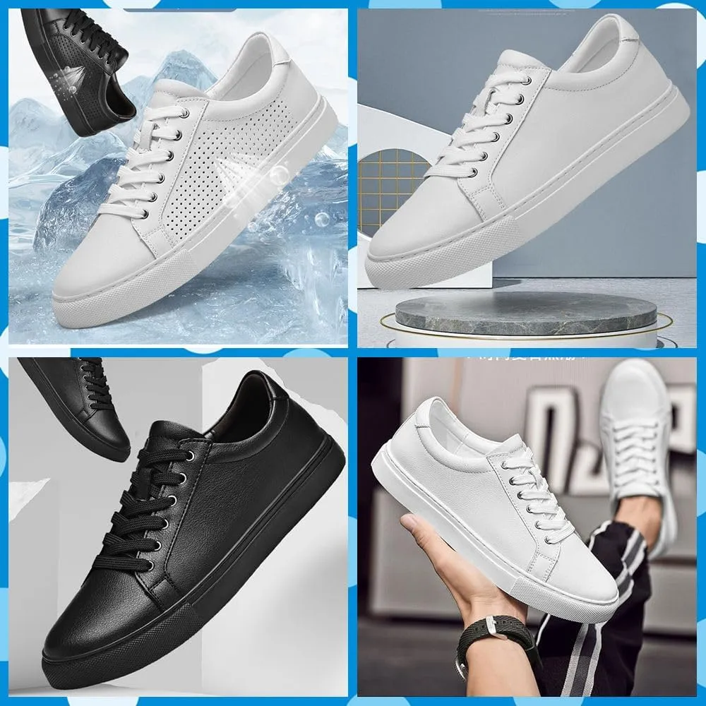 Men's Stylish Sneakers These Lightweight Leather Shoes Offer Breathability. Perfect for Walking, Business, or Casual outings, They Feature a Non-Slip Sole and lace-up Design for a Secure fit.