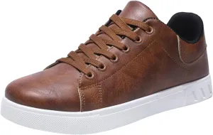 Mens Tennis Shoes Men's Fashionable Low Top Trendy White Shoes with Toe Lace Up Popular Comfortable Casual