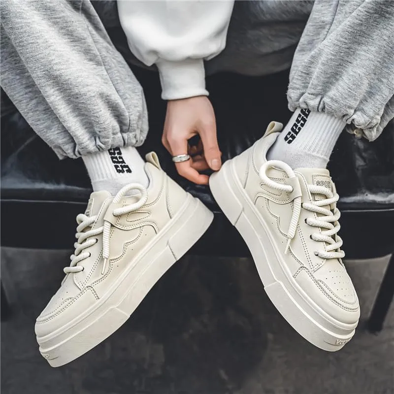 Men's Trendy Stylish Sneakers, Comfortable Breathable Wear-Resistant Skateboard Shoes for All Seasons Fashion Men’s Platform Chunky Sneakers,Street Style Footwear Shoes Size 6.5-10