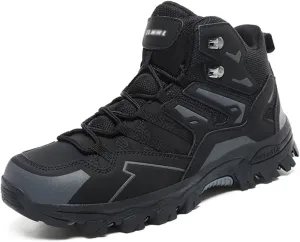 Men's Waterproof Hiking Boots High-Top Leather Non-Slip Outdoor Shoes for Mountain Trekking, Trail & Camping