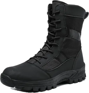 Men's Waterproof Hiking Boots Platform Round toe Lace-up Non-slip Camping Trail High Combat Boots Outdoor Desert Boots