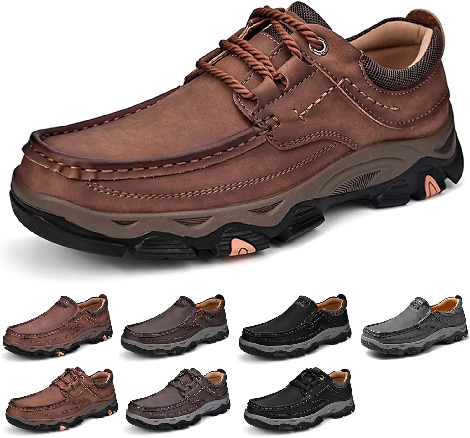 Men's Waterproof Hiking Shoes, Men Slip On Non Slip Work Loafers, Outdoor Lightweight Breathable Sneakers, for Travel, Camping, Running