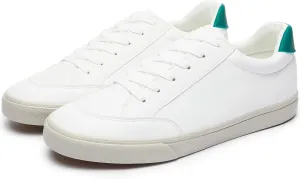 Mens White Sneakers Leather Simple Casual Shoes Fashion Sneakers for Men Classic Low Top Sneaker Breathable Tennis Shoes
