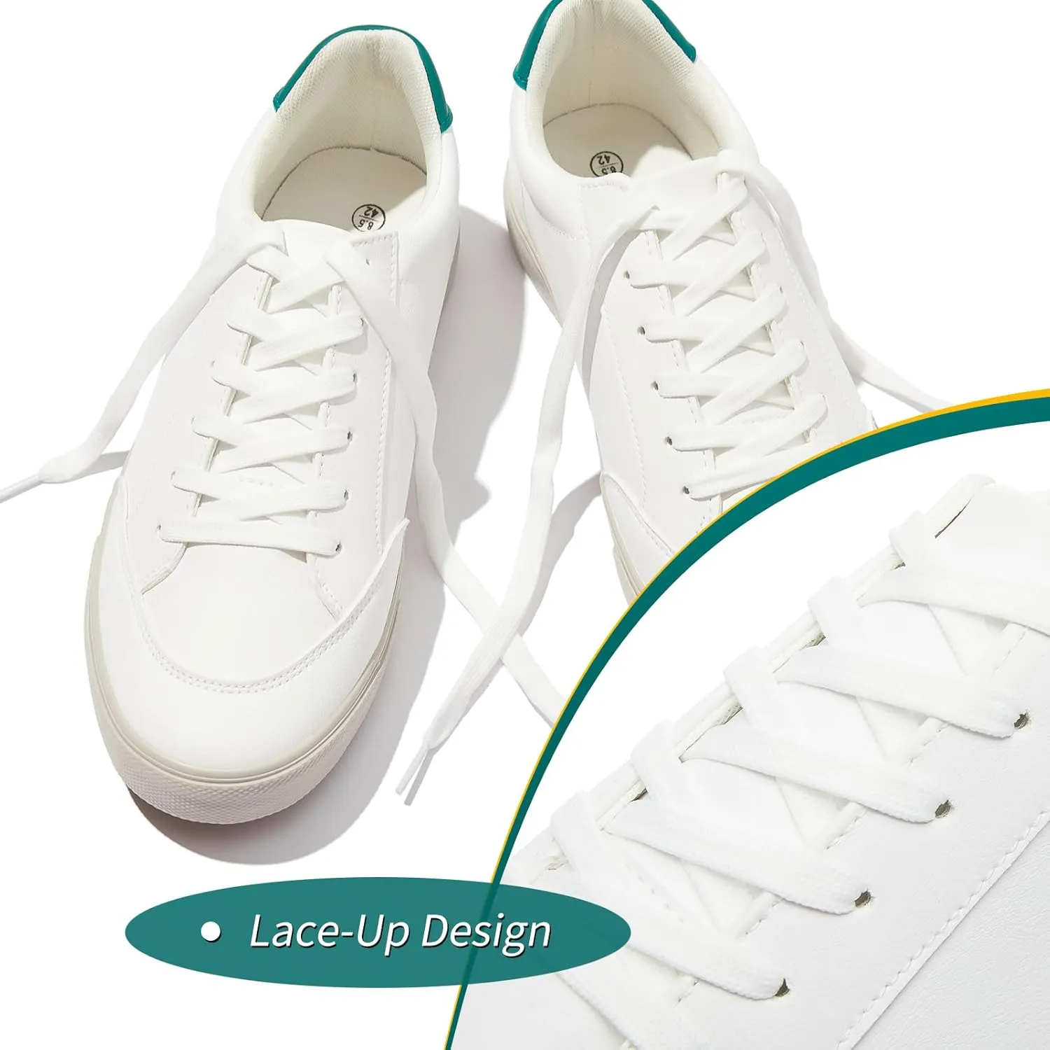 Mens White Sneakers Leather Simple Casual Shoes Fashion Sneakers for Men Classic Low Top Sneaker Breathable Tennis Shoes