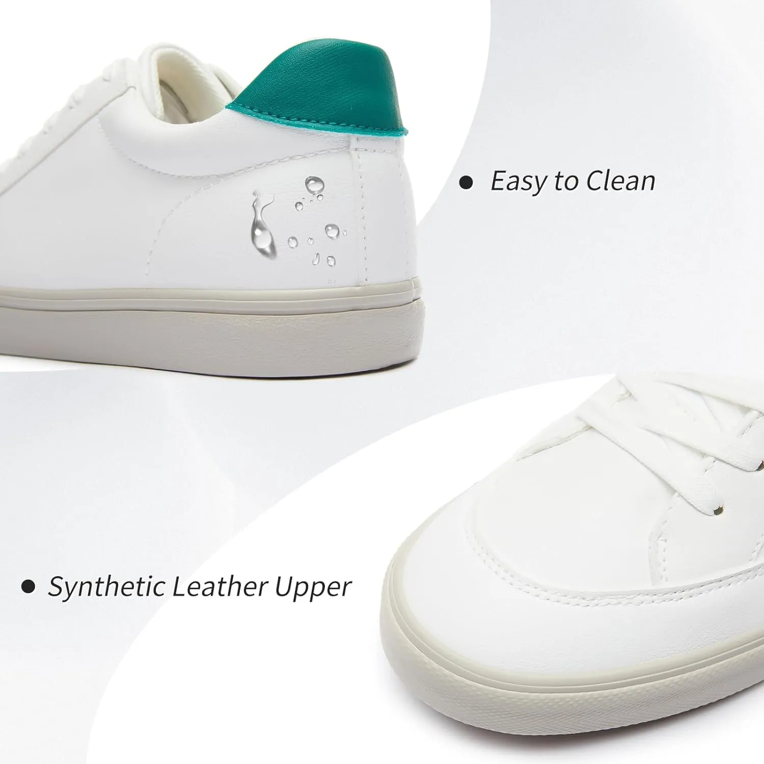 Mens White Sneakers Leather Simple Casual Shoes Fashion Sneakers for Men Classic Low Top Sneaker Breathable Tennis Shoes