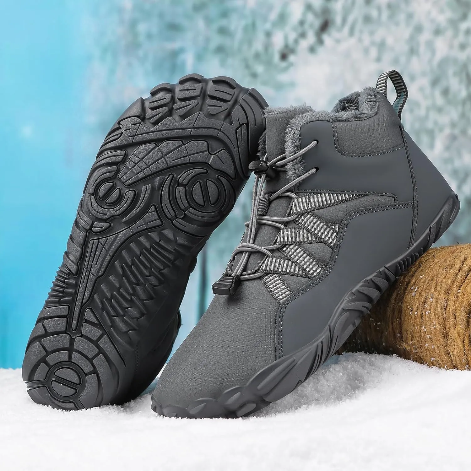 Mens Womens Barefoot Minimalist Shoes Winter Boots Zero Drop Sole Trail Running Sneakers Snow Wide Toe Box Barefoot Boots Unisex