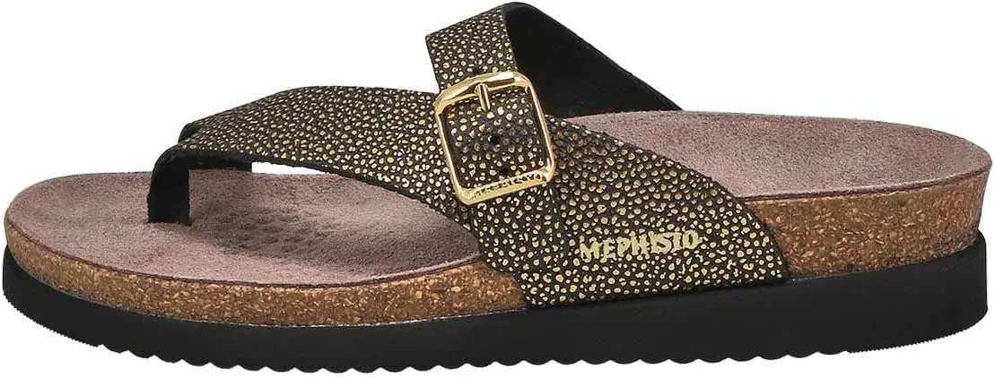 Mephisto Womens Helen Leather Gold Sandals 10 US