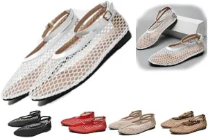 Mesh Ballet Flats For Women Round Toe Flats Breathable Mesh Ballerina Flats Casual Mesh Shoes Womens Office Comfortable Fishnet Flats,Slip On Sandals