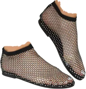 Mesh Flats for Women Ultra Comfortable Shiny Gem Mesh Flats Mesh Ballet Flats for Women