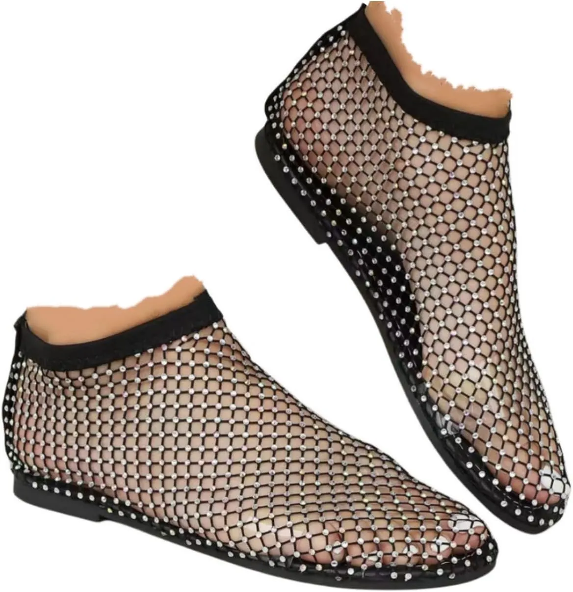 Mesh Flats for Women Ultra Comfortable Shiny Gem Mesh Flats Mesh Ballet Flats for Women
