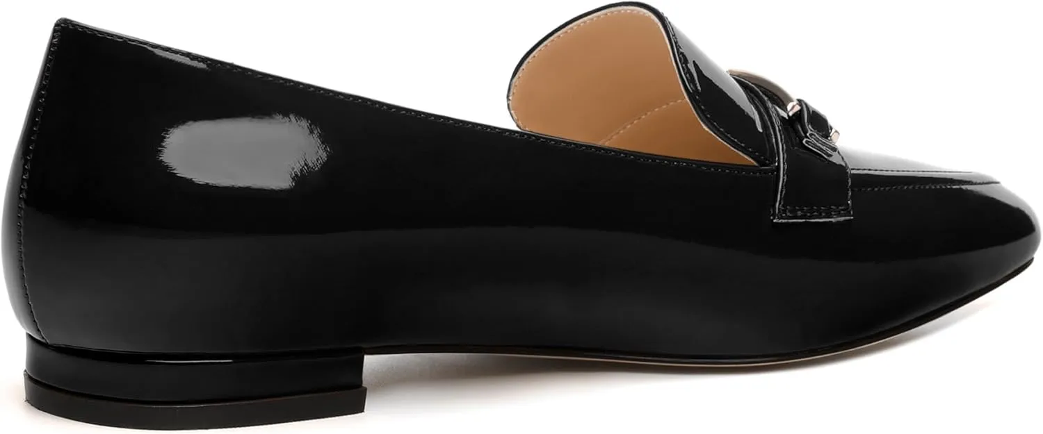 Metal Chain Loafers for Women Pointed Toe Slip on Flats Comfortable Fashion Work Shoes