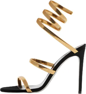 Metallic Luster Strappy Spiraling Around Ankle High Heeled Sandals for Women,Women’s Open Round Toe Sexy Stiletto High Heels Lace Up Party Evening Wedding Prom Dress Summer Pumps Shoes
