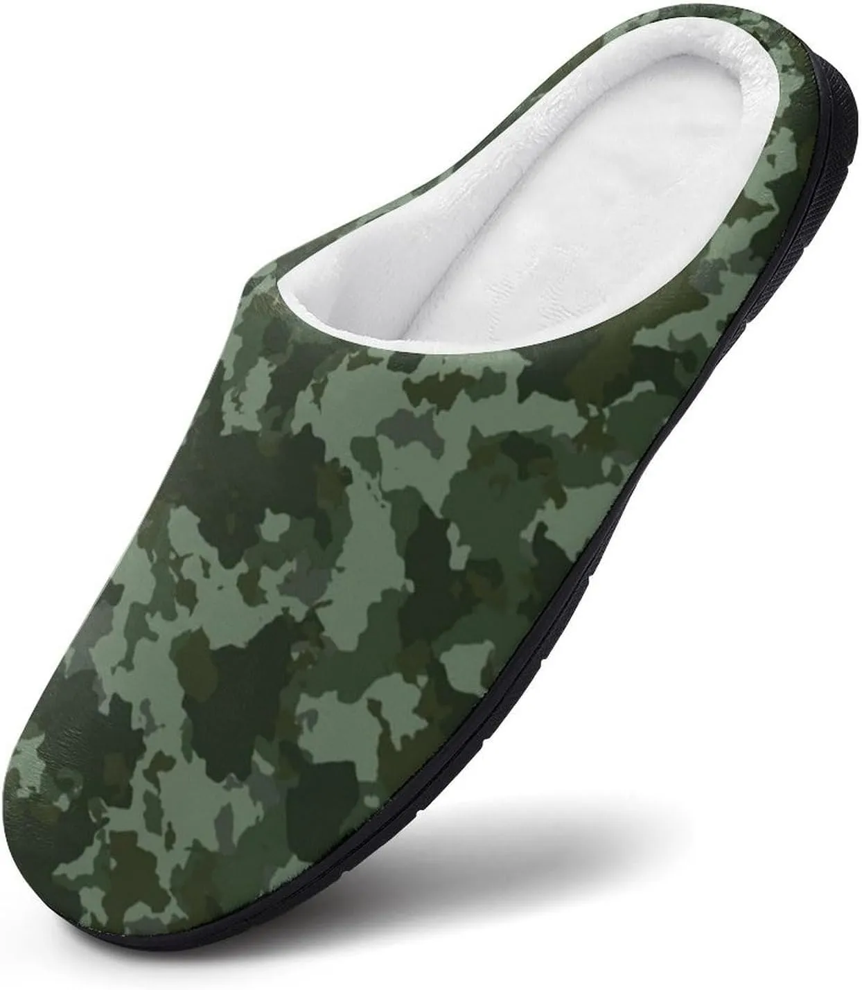 Military Or Hunting Camouflage House Slippers for Women Soft Cotton Indoor Shoes Non Skid On Bedroom
