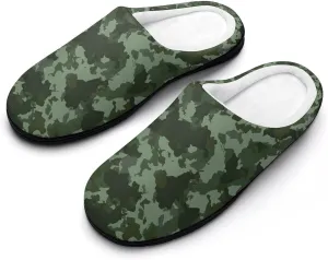 Military Or Hunting Camouflage House Slippers for Women Soft Cotton Indoor Shoes Non Skid On Bedroom