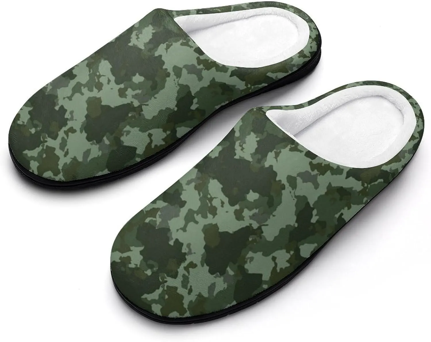 Military Or Hunting Camouflage House Slippers for Women Soft Cotton Indoor Shoes Non Skid On Bedroom