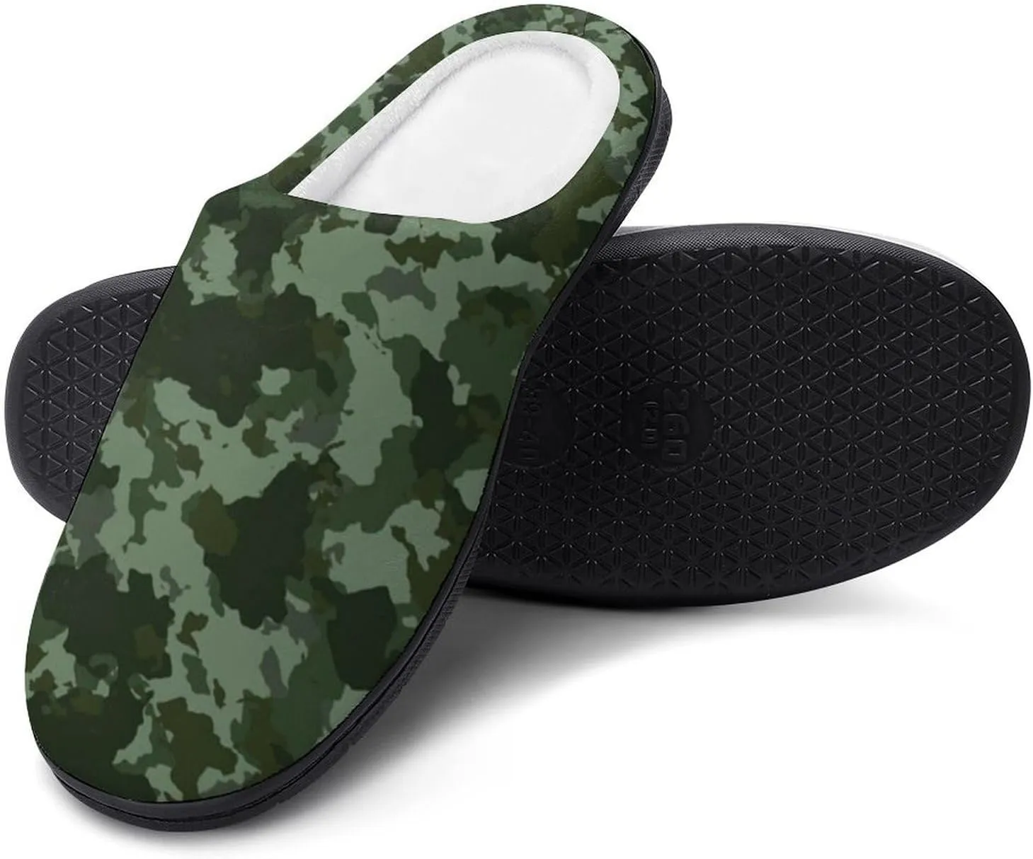 Military Or Hunting Camouflage House Slippers for Women Soft Cotton Indoor Shoes Non Skid On Bedroom