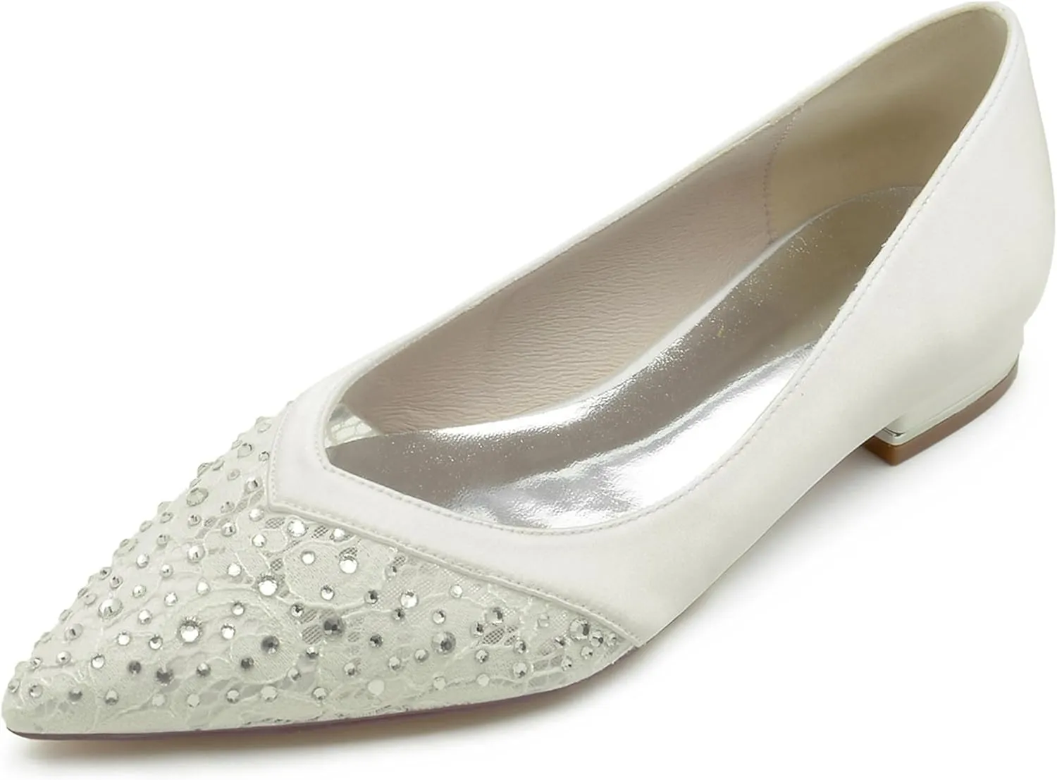 Minishion Women Girls Formal Flats Slip on Crystals Beaded Wedding Evening Pumps Shoes BR238