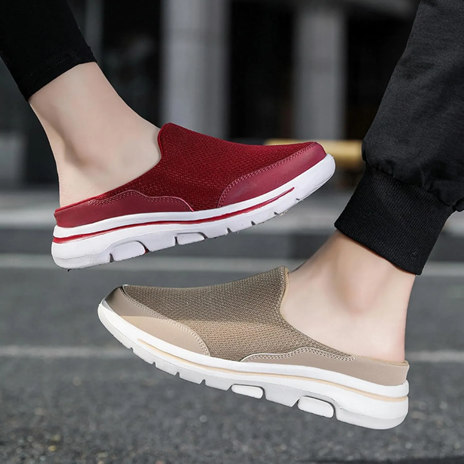 Mules for Women 2025 Breathable Orthopedic Slip On Clogs Comfortable Summer Arch Support Shoes Lightweight Open Back Shoes Comfort Slip-On Walking Mules Sneakers Closed Toe Slippers