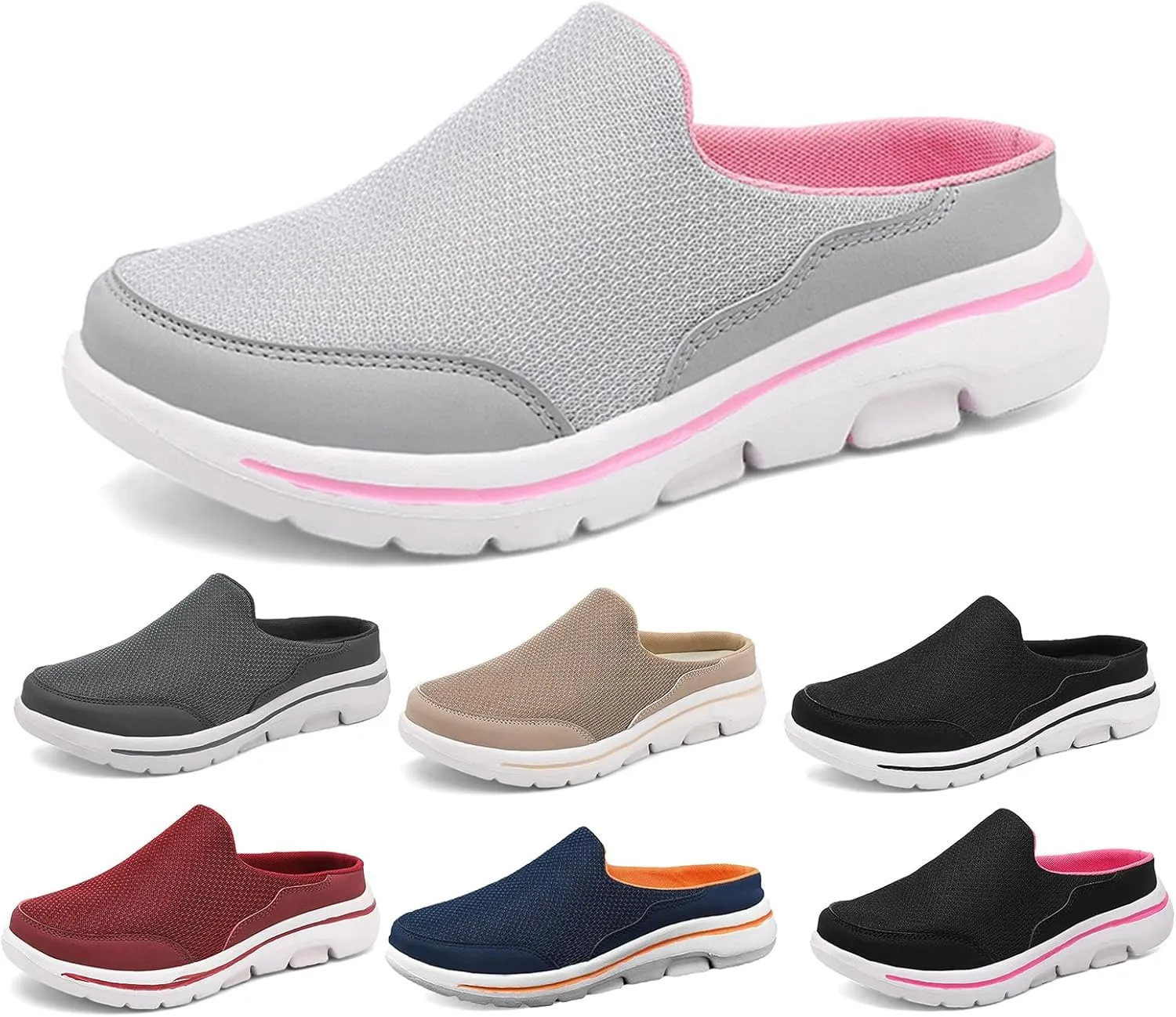 Mules for Women 2025 Breathable Orthopedic Slip On Clogs Comfortable Summer Arch Support Shoes Lightweight Open Back Shoes Comfort Slip-On Walking Mules Sneakers Closed Toe Slippers