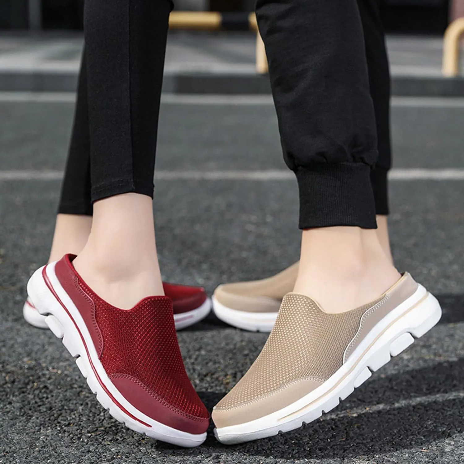 Mules for Women 2025 Breathable Orthopedic Slip On Clogs Comfortable Summer Arch Support Shoes Lightweight Open Back Shoes Comfort Slip-On Walking Mules Sneakers Closed Toe Slippers