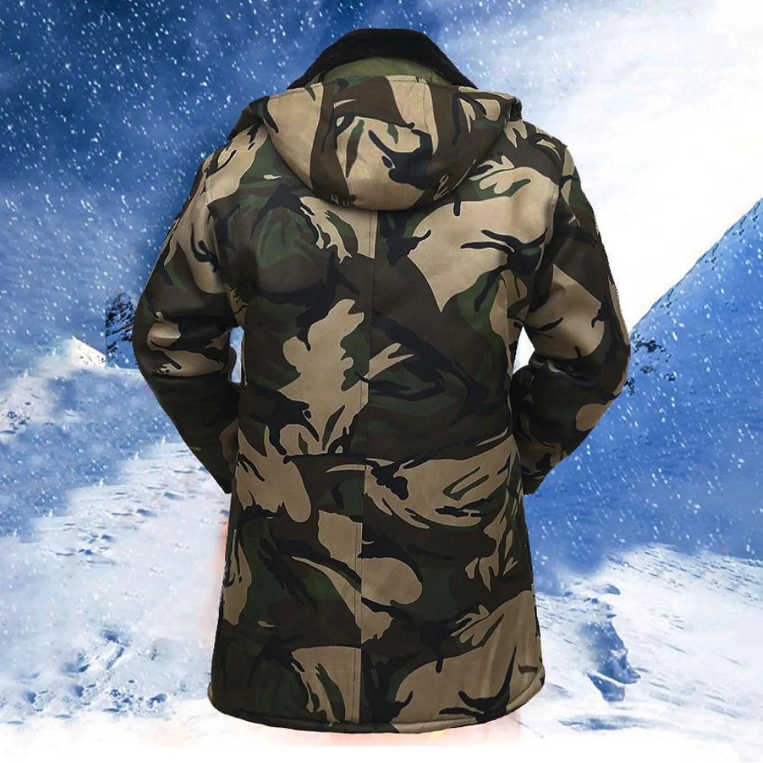 Muscularfit Men's Winter Thicken Camouflage Jacket Coat Warm Fleece Lined Puffer Parka Jackets Fur Coats with Removable Hood
