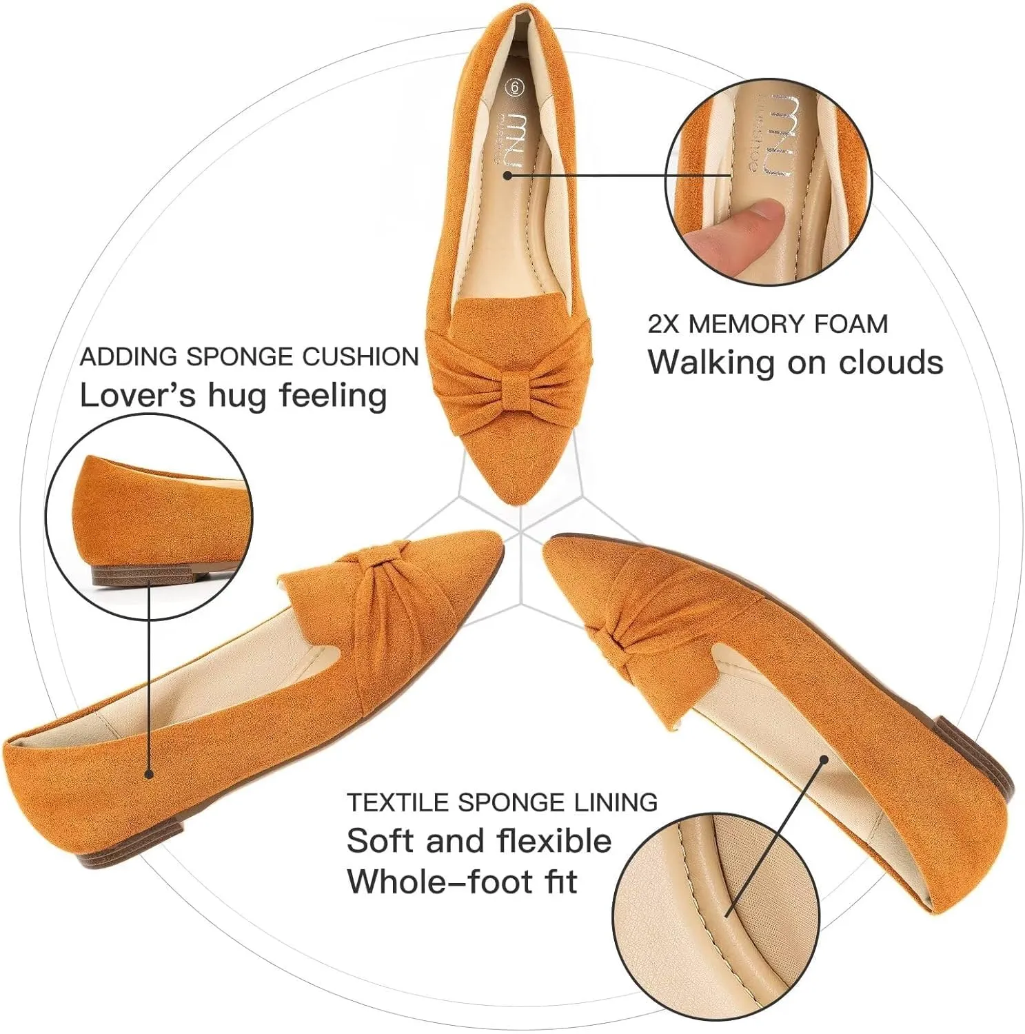 MUSSHOE Flat Shoes Women Comfortable Slip on Women's Flats Dress Shoes for Women