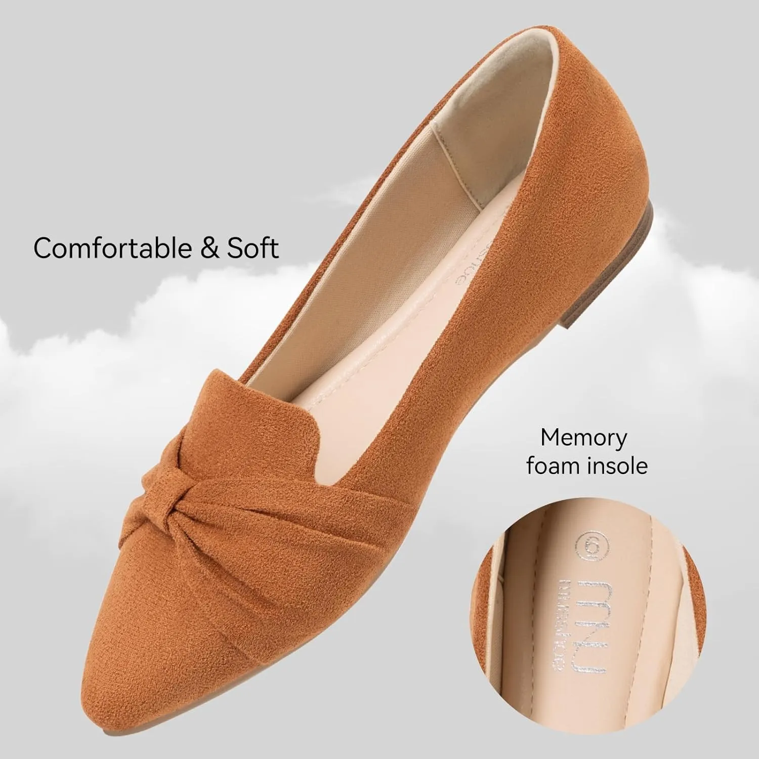 MUSSHOE Flat Shoes Women Comfortable Slip on Women's Flats Dress Shoes for Women