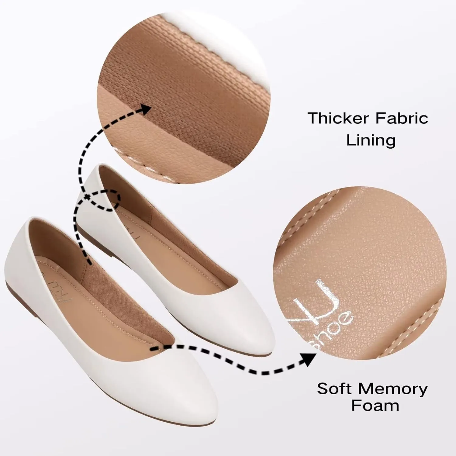 MUSSHOE Flats Shoes Women Pointed Toe Basic Womens Flats
