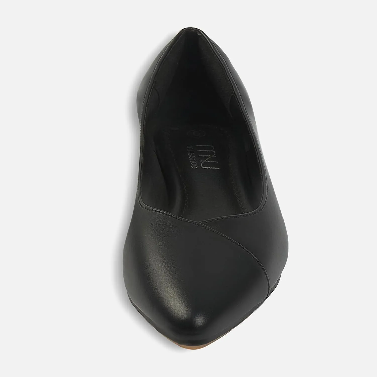 MUSSHOE Women’s Ballet Flat Shoes Comfortable Pointed Toe Slip on Black Shoes for Woman Classic Soft Shoes