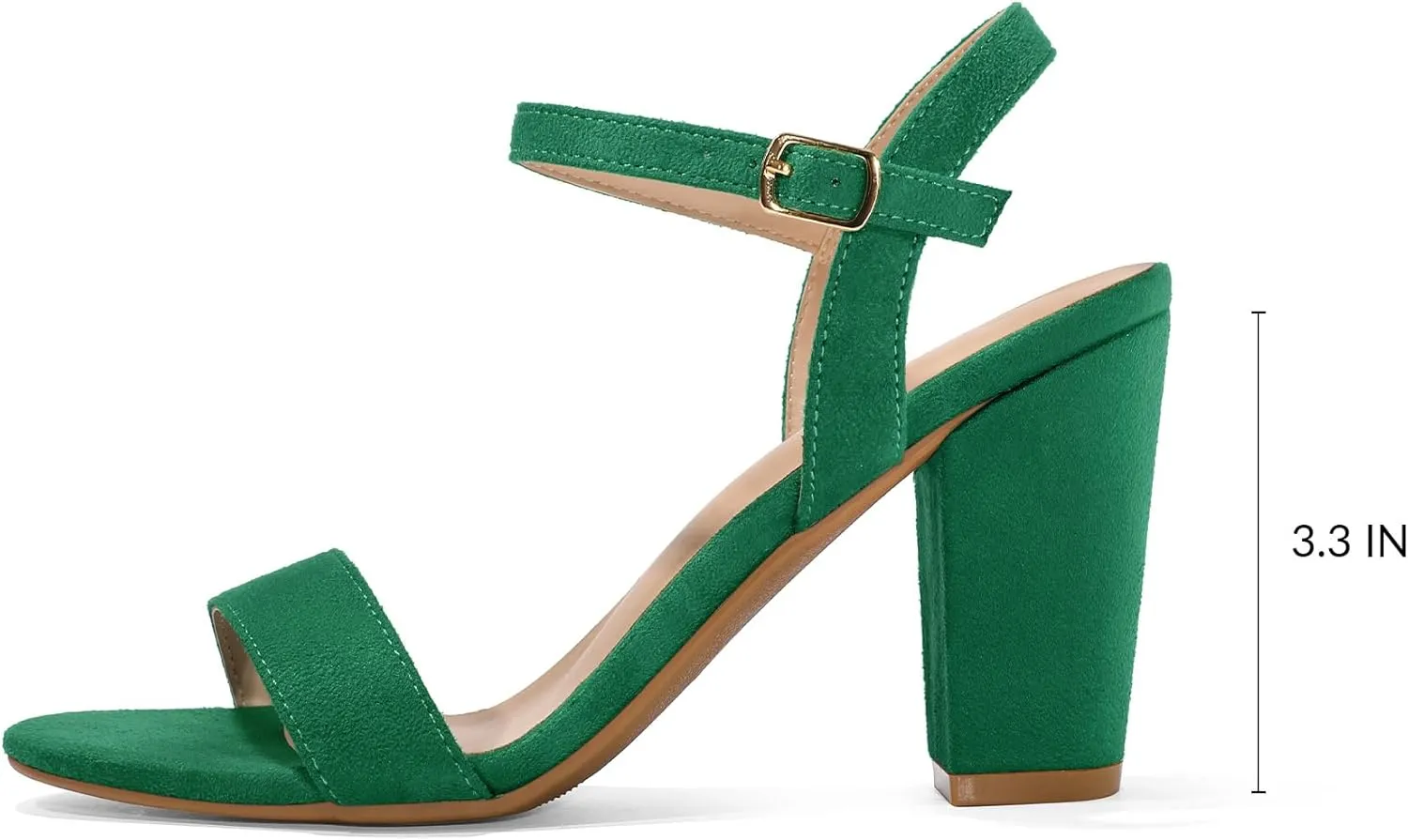 mysoft Women's Chunky Block Heels 3.3IN Open Toe Ankle Strap High Heeled Sandals Wedding Party Dress Pump Shoes