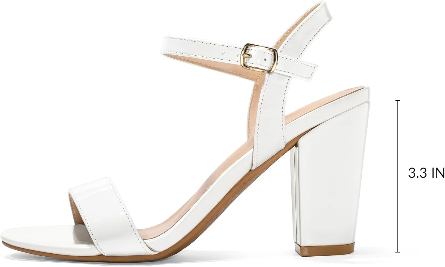 mysoft Women's Chunky Block Heels 3.3IN Open Toe Ankle Strap High Heeled Sandals Wedding Party Dress Pump Shoes