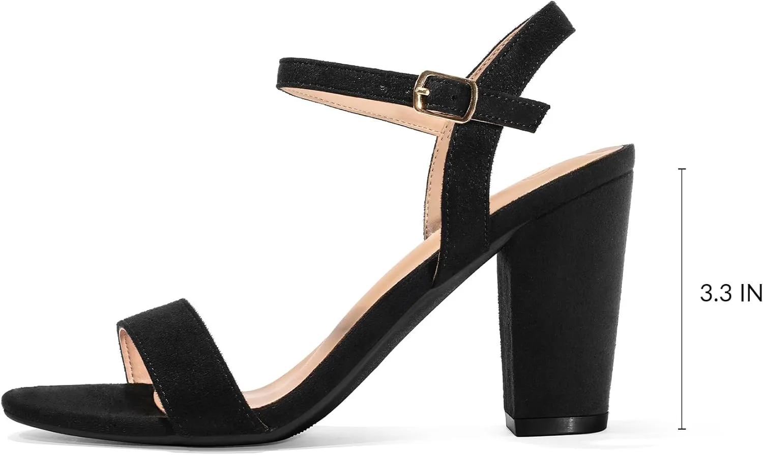 mysoft Women's Chunky Block Heels 3.3IN Open Toe Ankle Strap High Heeled Sandals Wedding Party Dress Pump Shoes