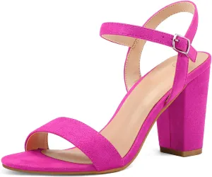 mysoft Women's Chunky Block Heels 3.3IN Open Toe Ankle Strap High Heeled Sandals Wedding Party Dress Pump Shoes