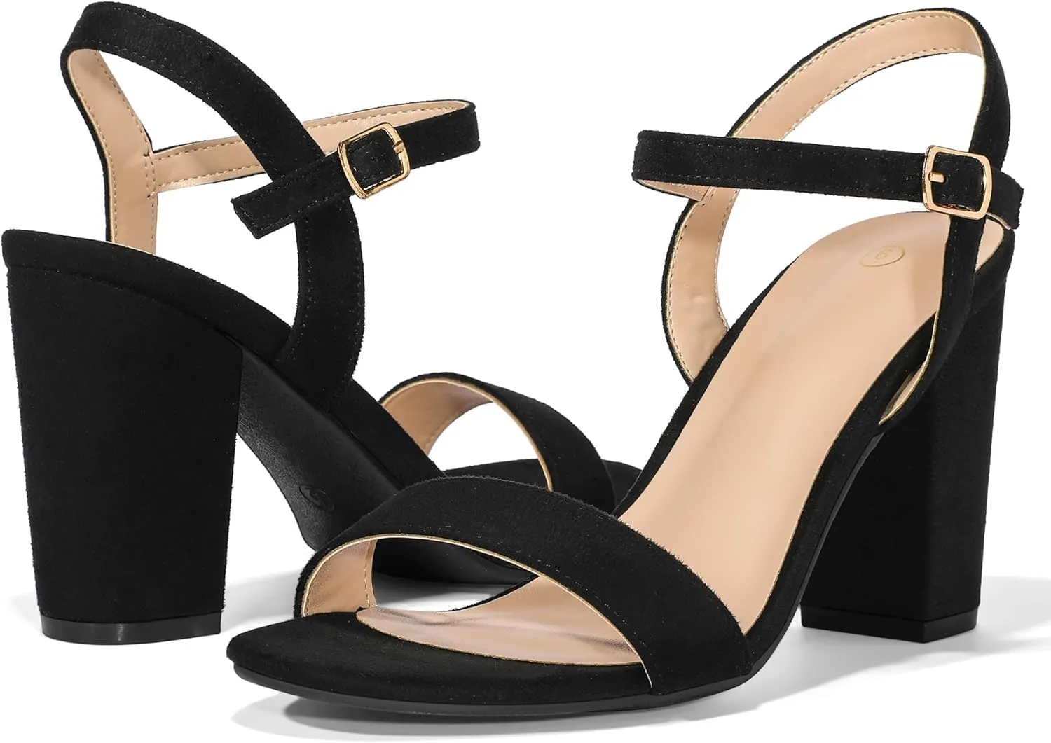 mysoft Women's Chunky Block Heels 3.3IN Open Toe Ankle Strap High Heeled Sandals Wedding Party Dress Pump Shoes