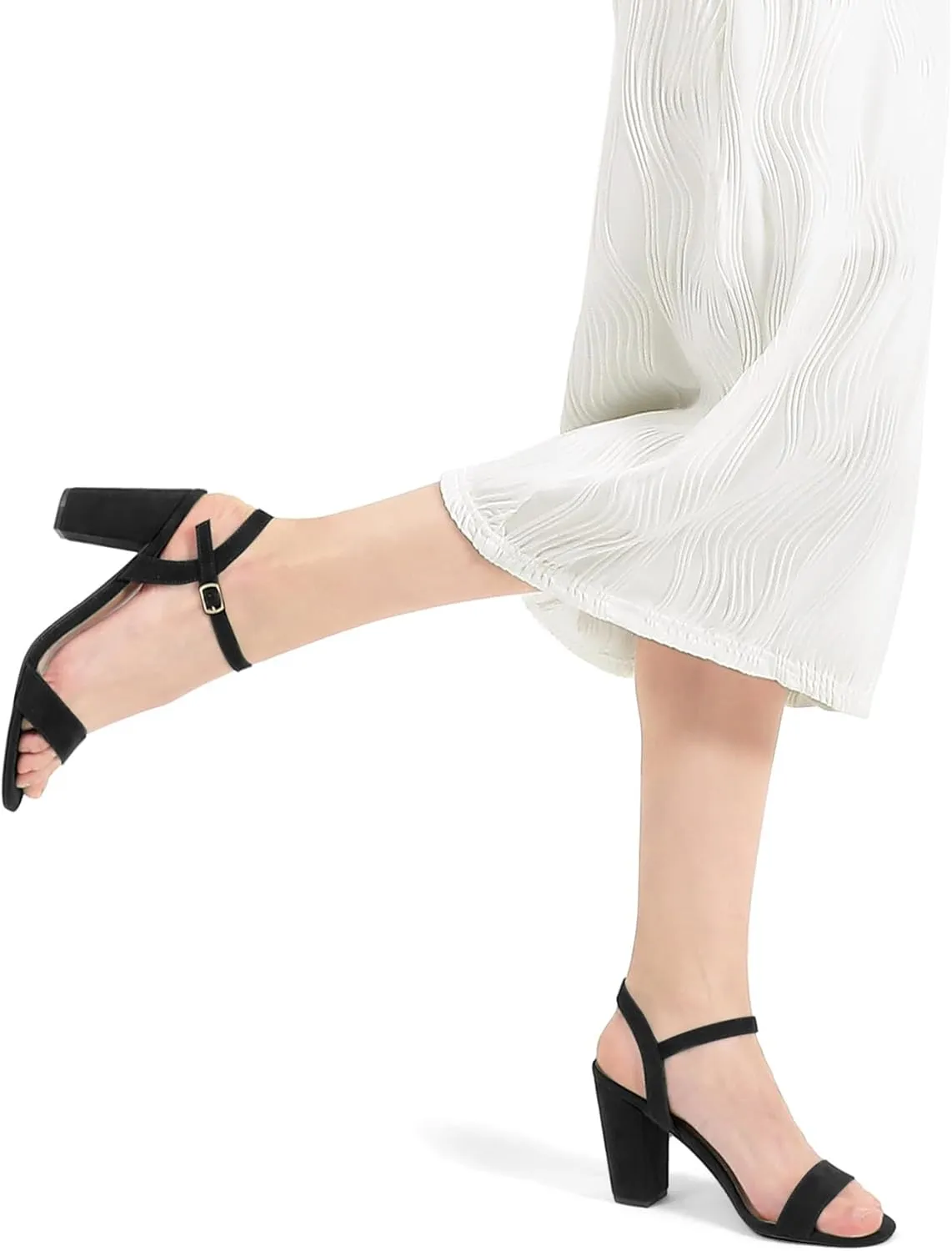 mysoft Women's Chunky Block Heels 3.3IN Open Toe Ankle Strap High Heeled Sandals Wedding Party Dress Pump Shoes