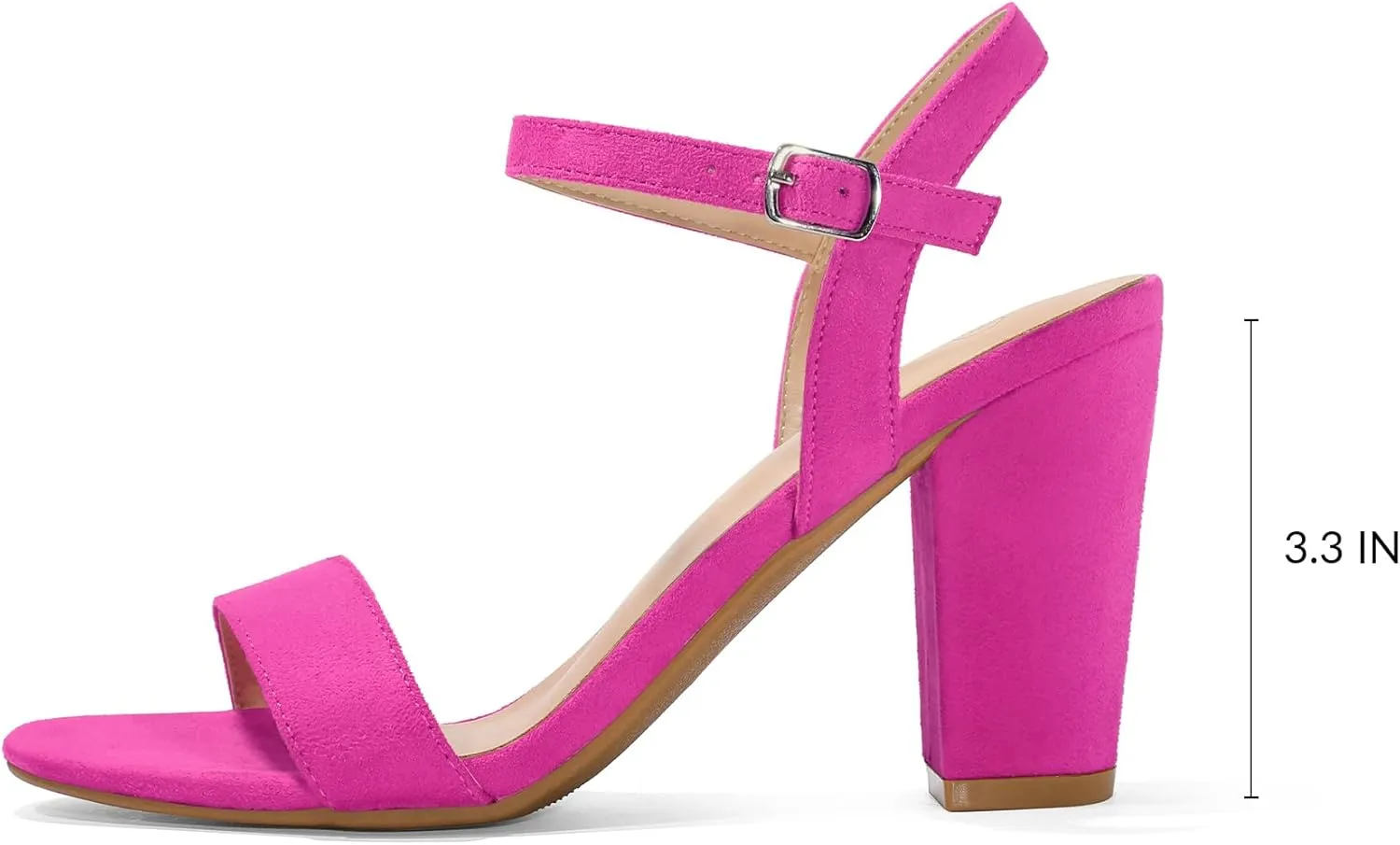 mysoft Women's Chunky Block Heels 3.3IN Open Toe Ankle Strap High Heeled Sandals Wedding Party Dress Pump Shoes