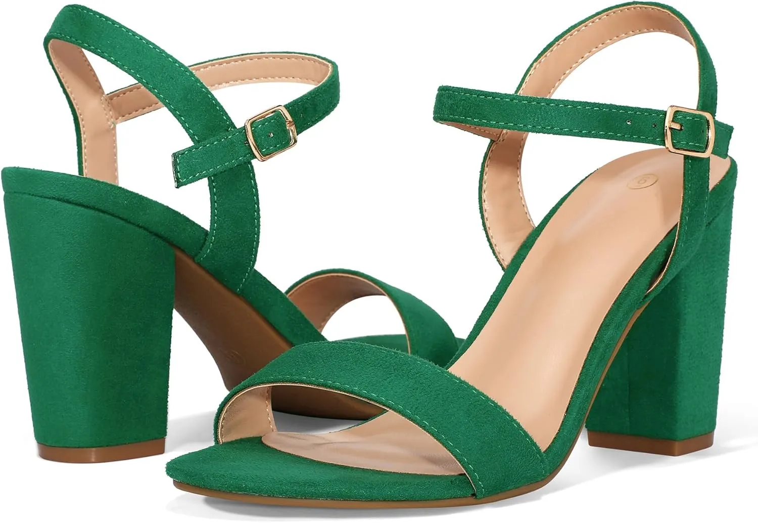 mysoft Women's Chunky Block Heels 3.3IN Open Toe Ankle Strap High Heeled Sandals Wedding Party Dress Pump Shoes