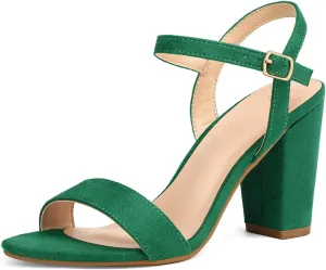 mysoft Women's Chunky Block Heels 3.3IN Open Toe Ankle Strap High Heeled Sandals Wedding Party Dress Pump Shoes