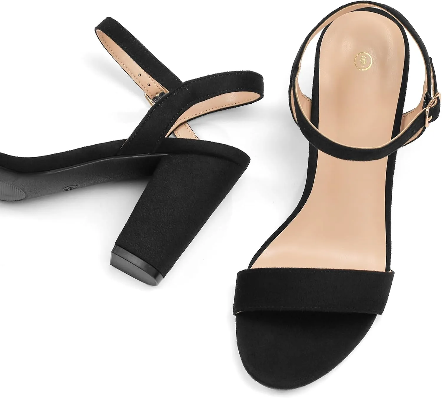 mysoft Women's Chunky Block Heels 3.3IN Open Toe Ankle Strap High Heeled Sandals Wedding Party Dress Pump Shoes
