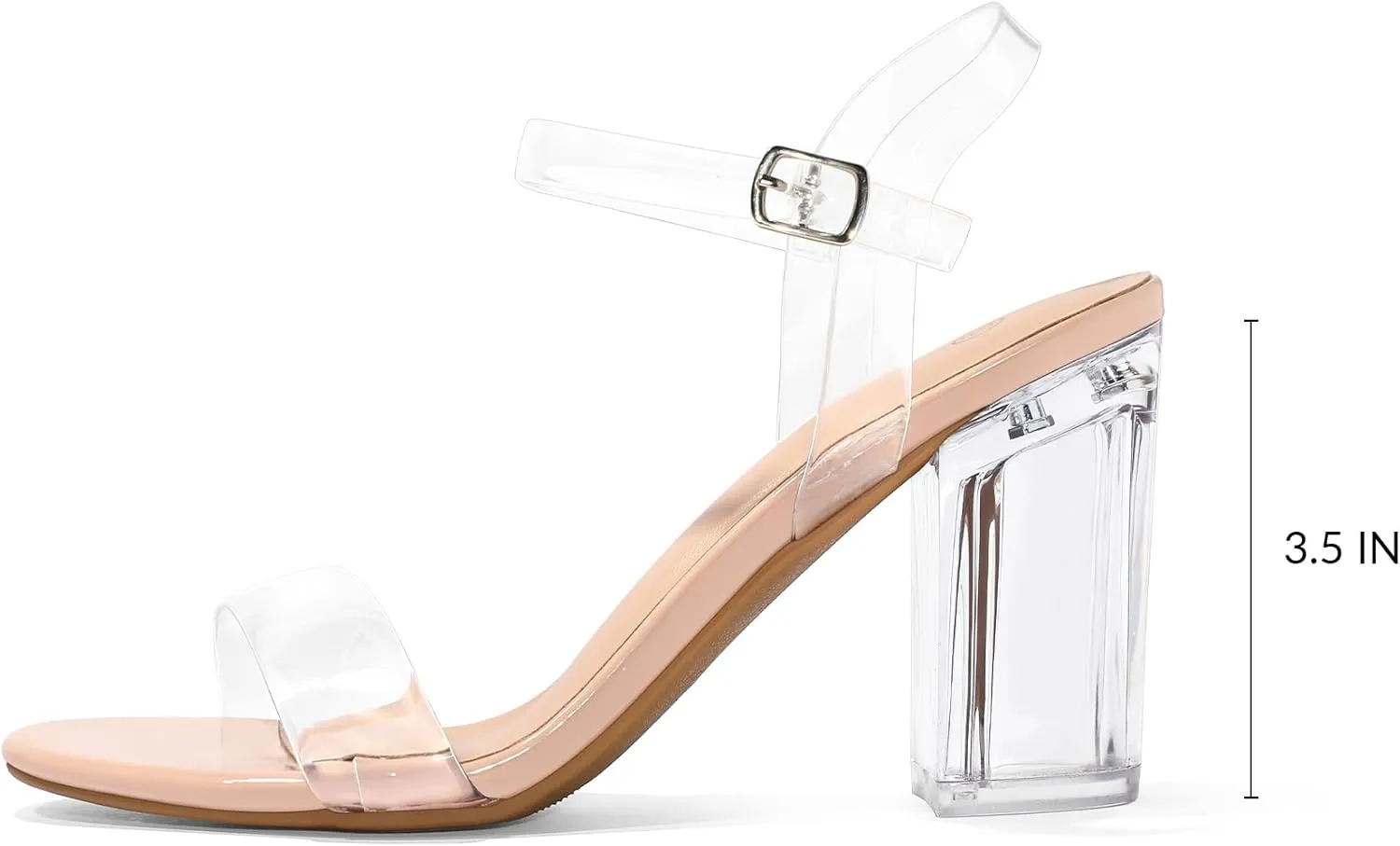 mysoft Women's Chunky Block Heels 3.5IN Open Toe Ankle Strap High Heeled Sandals Wedding Party Dress Pump Shoes