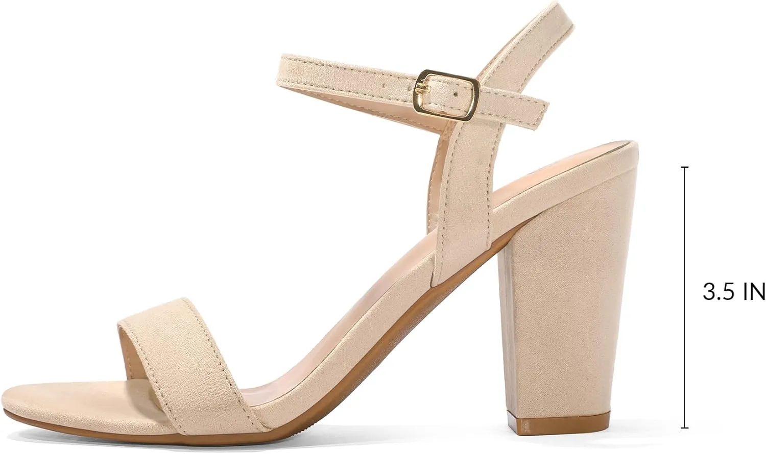 mysoft Women's Chunky Block Heels 3.5IN Open Toe Ankle Strap High Heeled Sandals Wedding Party Dress Pump Shoes