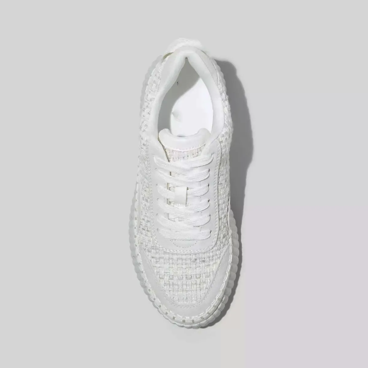 Natural Woven Lace Up Platform Sneakers for Women Low Top Stitching Classic Causal Shoes