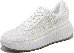 Natural Woven Lace Up Platform Sneakers for Women Low Top Stitching Classic Causal Shoes