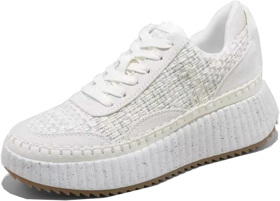 Natural Woven Lace Up Platform Sneakers for Women Low Top Stitching Classic Causal Shoes