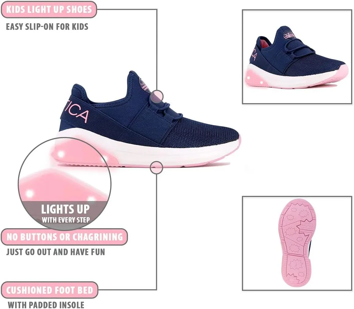 Nautica Kids Light Up Flashing Sneaker Athletic Running Shoes Lace-Up/Bungee/Slip-on |Boy - Girl|(Little Kid/Big Kid) Kappil Parks Neave Lights