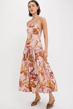 Nautical Wonder Pink Strappy Maxi Dress