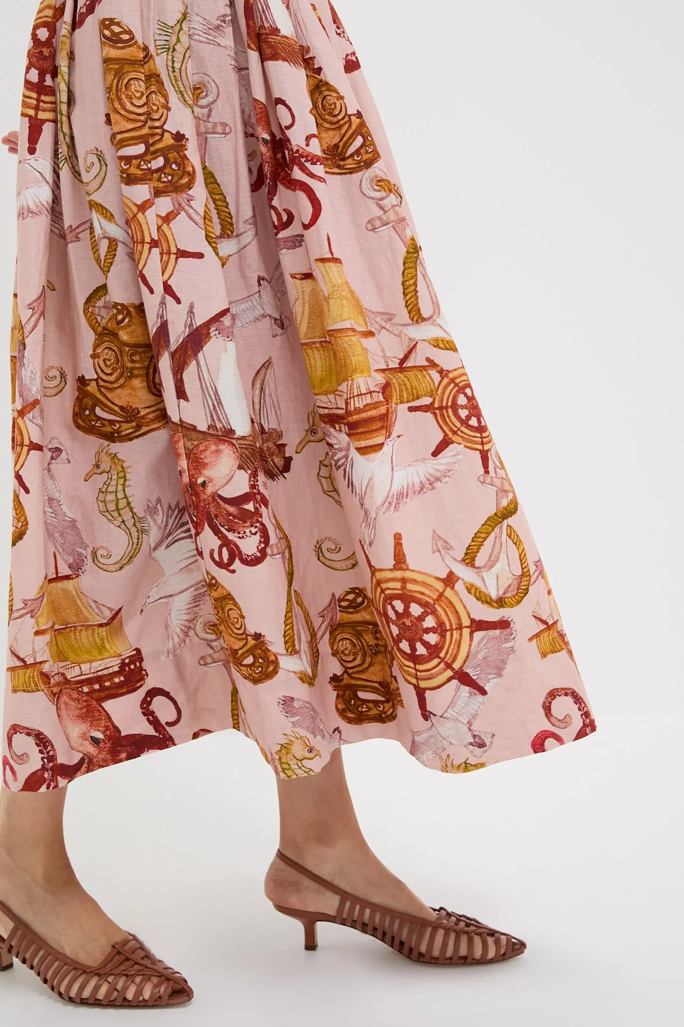 Nautical Wonder Pink Strappy Maxi Dress