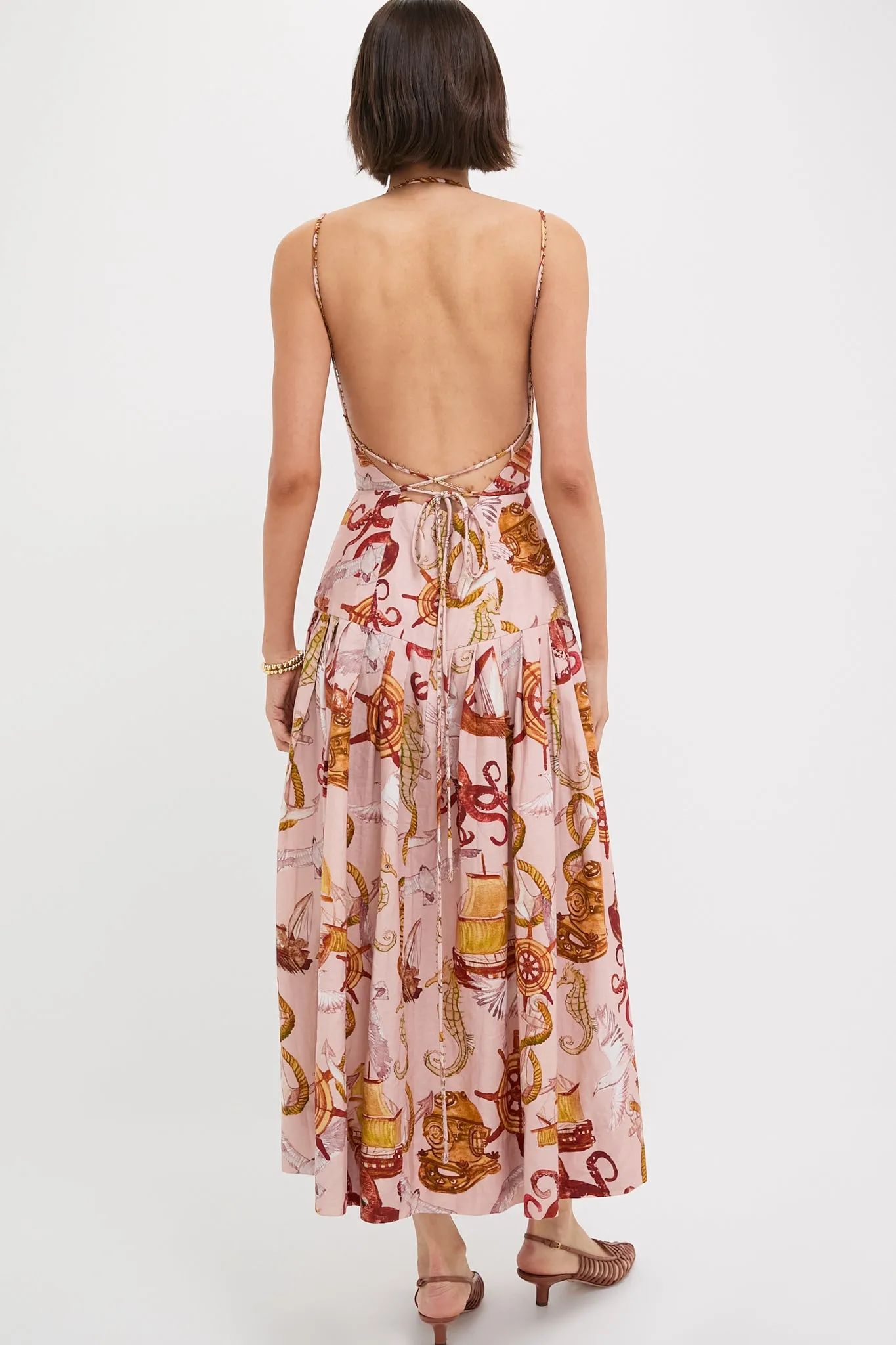 Nautical Wonder Pink Strappy Maxi Dress