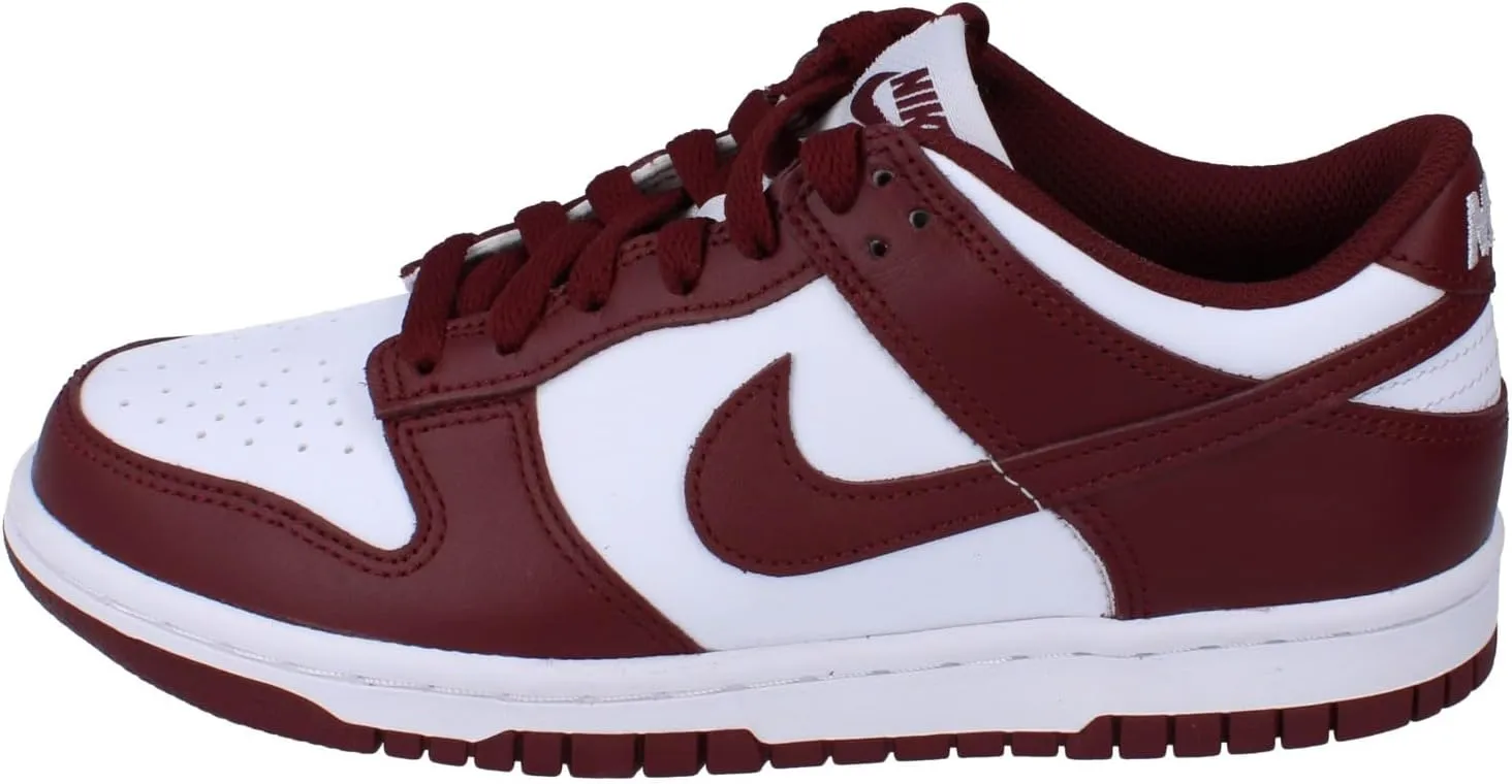 Nike Dunk Low Big Kids' Shoes (FB9109-115, White/Gym Red/Redwood)