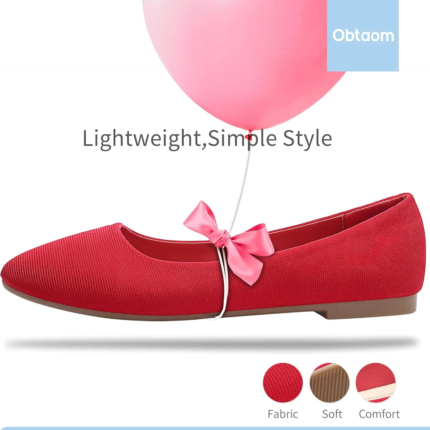 Obtaom Round Toe Women Flat Shoes Slip on Girls Dress Black Ballet Flats